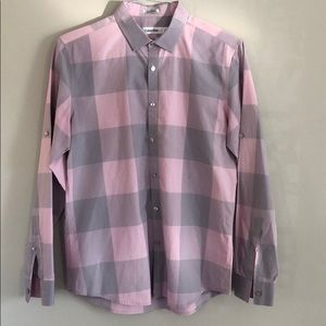 Calvin Klein Pink & Gray Body Fit Dress Shirt
